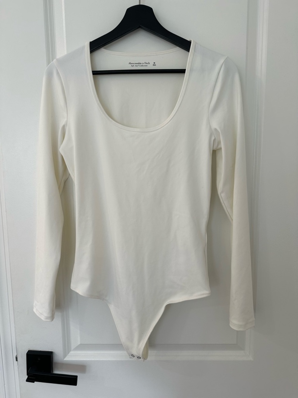 Abercrombie & Fitch Cream Long Sleeve Scoop Neck Bodysuit